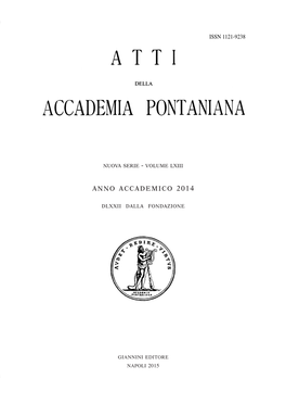 Atti Dell'accademia Pontaniana Anno 2014