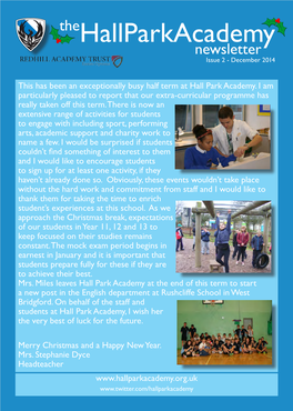 Thehallparkacademy Newsletter Issue 2 - December 2014