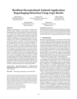 Resilient Decentralized Android Application Repackaging Detection Using Logic Bombs