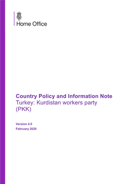 Country Policy and Information Note: Kurdistan Workers' Party (PKK)