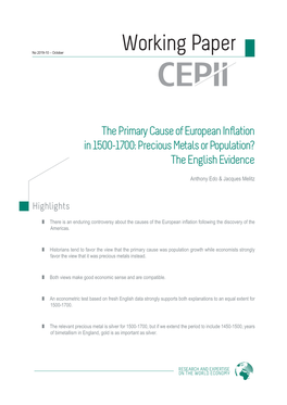 The Primary Cause of European Inflation in 1500-1700: Precious Metals Or Population? the English Evidence