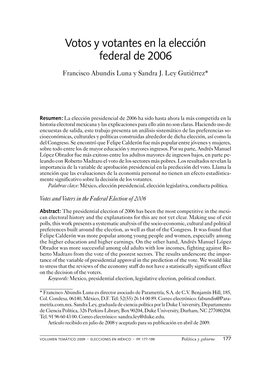 Votos Y Votantes En La Elección Federal De 2006