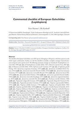 Commented Checklist of European Gelechiidae (Lepidoptera)