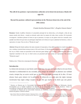 Allá De Las Pasiones: Representaciones Culturales En La Telenovela Mexicana a Finales Del Siglo XX