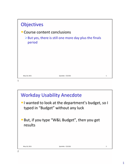 Objectives Workday Usability Anecdote