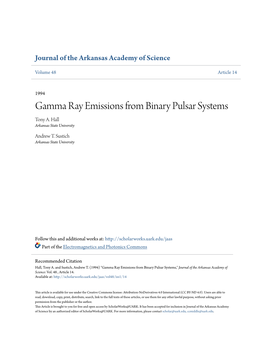 Gamma Ray Emissions from Binary Pulsar Systems Tony A