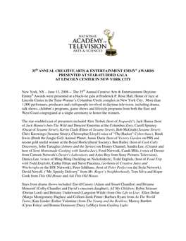 35 Annual Creative Arts & Entertainment Emmy