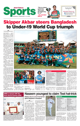 Skipper Akbar Steers Bangladesh to Under-19 World Cup Triumph AFP Potchefstroom (South Africa)