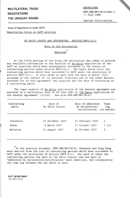 Multilateral Trade Negotiations the Uruguay