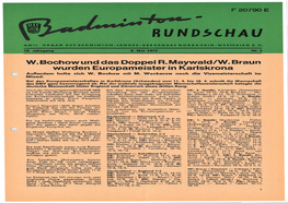 W. Bochow Und Das Doppel R. Maywald/W. Braun Wurden Europameister in Karlskrona Außerdem Holte Sich W