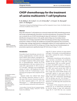 CHOP Chemotherapy for the Treatment of Canine Multicentric Tcell Lymphoma