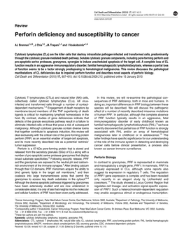 Perforin Deficiency and Susceptibility to Cancer
