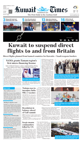 Kuwait to Suspend Direct Flights to and from Britain Direct Flights Planned from Banned Countries for Kuwaitis • Saudi Reopens Borders