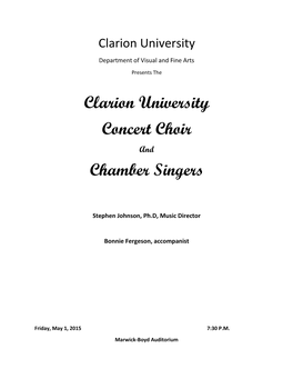 Clarion University Concert Choir Chamber Singers