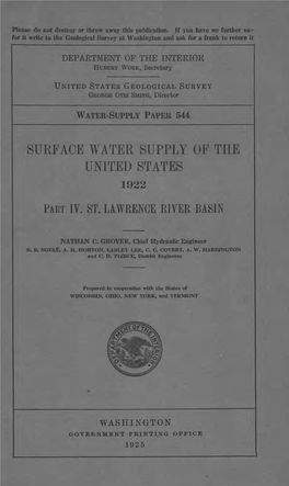 Surface Water Supply of the United States 1922 Part Iv