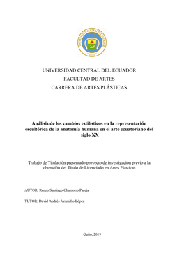 Universidad Central Del Ecuador Facultad De Artes Carrera De Artes Plásticas