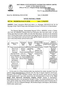 RM/MR/Electrical/19-20/06 Date: 11/06/2019