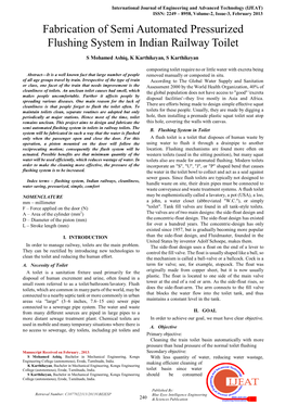 Fabrication of Semi Automated Pressurized Flushing System in Indian Railway Toilet