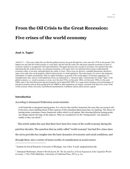 The Five Crises of the Global Economy Since 1970 to 2011