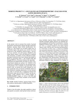 Morfeo Project: C- and X-Band Sar Interferometric Analysis Over Alpine Regions (Italy) R