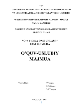 O'quv-Uslubiy Majmua