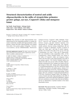 Structural Characterization of Neutral and Acidic Oligosaccharides in The