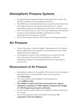 Atmospheric Pressure Systems