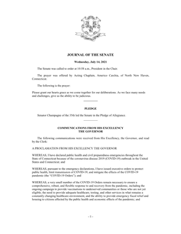 Journal of the Senate 07/14/2021