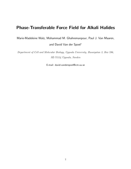 Phase-Transferable Force Field for Alkali Halides