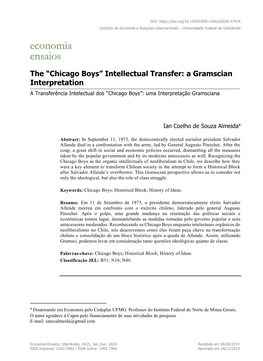 Intellectual Transfer: a Gramscian Interpretation a Transferência Intelectual Dos “Chicago Boys”: Uma Interpretação Gramsciana