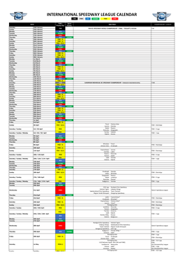 2021 International Speedway League Calendar 10.06.2021