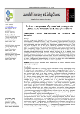 Defensive Responses of Groundnut Genotypes to Aproaerema