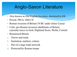 Anglo-Saxon Literature