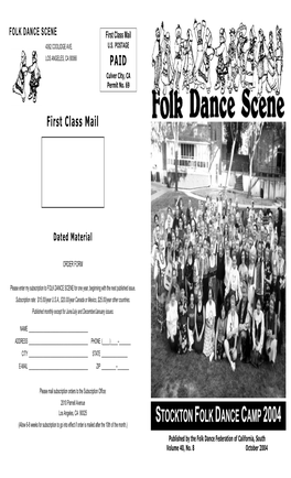 STOCKTON FOLK DANCE CAMP 2004 Published by the Folk Dance Federation of California, South Volume 40, No