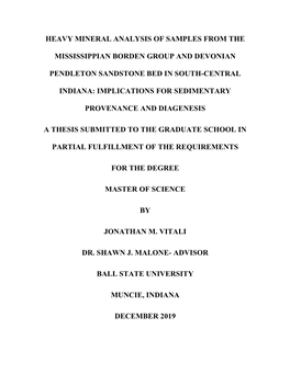 Heavy Mineral Analysis of Samples from The