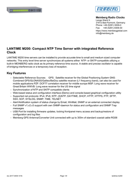 LANTIME M200: Compact NTP Time Server with Integrated Reference Clock