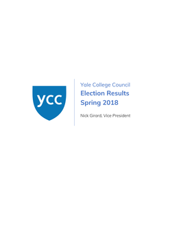 Yale College Council Election Results Spring 2018