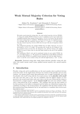 Weak Mutual Majority Criterion for Voting Rules