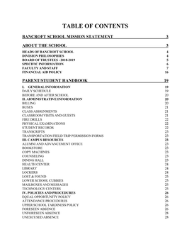 Table of Contents