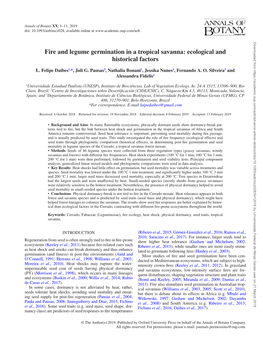 Fire and Legume Germination in a Tropical Savanna: Ecological and Historical Factors