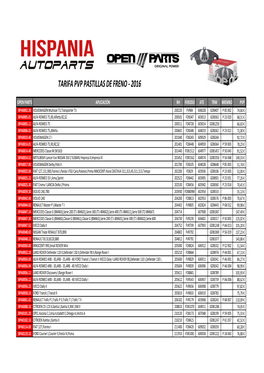 TARIFA PASTILLAS DE FRENO OPEN PARTS OCT.2016.Xlsx