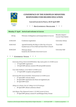 Pre-Conference Programme