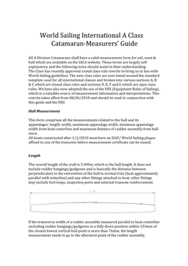 World Sailing International a Class Catamaran-Measurers' Guide