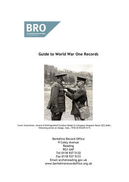 World War One Source Guide