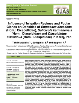 Influence of Irrigation Regimes and Poplar Clones on Densities Of