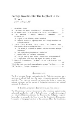 Foreign Investments: the Elephant in the Room José U