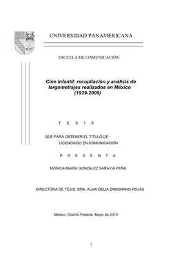 Cine Infantil: Recopilación Y Análisis De Largometrajes Realizados En México (1939-2009)