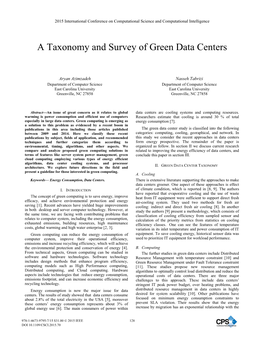 A Taxonomy and Survey of Green Data Centers
