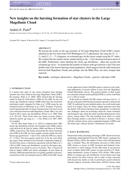 New Insights on the Bursting Formation of Star Clusters in the Large Magellanic Cloud � Andres´ E