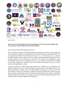 July 8, 2015 Open Letter from the Haitian-American Community to UN